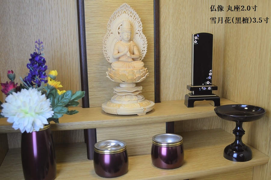 仏壇の心】雪月花 花蒔絵(黒檀/紫檀) モダン位牌 - お位牌/仏壇/仏具の